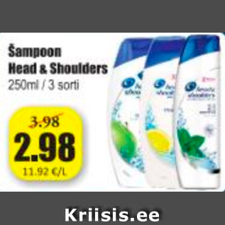 Allahindlus - Šampoon Head & Shoulders