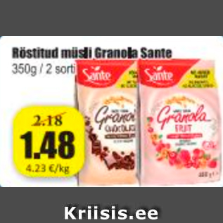 Allahindlus - Röstitud müsli Granola Sante