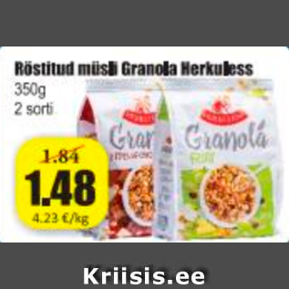 Allahindlus - Röstitud müsli Granola Herkuless