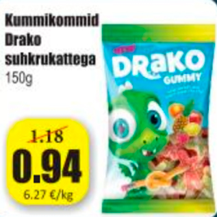 Allahindlus - Kummikommid Drako suhkrukattega 150 g