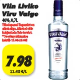 Allahindlus - Viin Liviko Viru Valge 40%, 0,7l