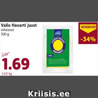 Allahindlus - Valio Havarti juust viilutatud 300 g