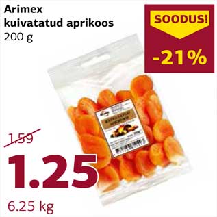 Allahindlus - Arimex kuivatatud aprikoos 200 g