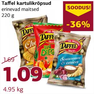 Allahindlus - Taffel kartulikrõpsud erinevad maitsed 220 g