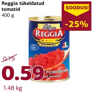 Allahindlus - Reggia tükeldatud tomatid 400 g