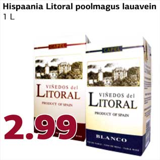 Allahindlus - Hispaania Litoral poolmagus lauavein 1 L