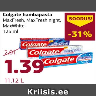 Allahindlus - Colgate hambapasta