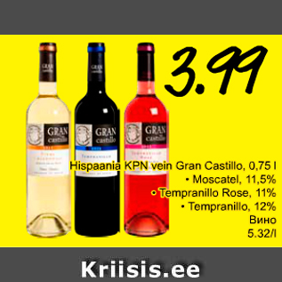 Allahindlus - Hispaania KPN vein Gran Castillo, 0,75 l