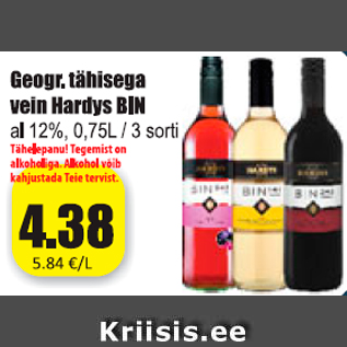 Allahindlus - Geogr. tähisega vein Hardys Bin