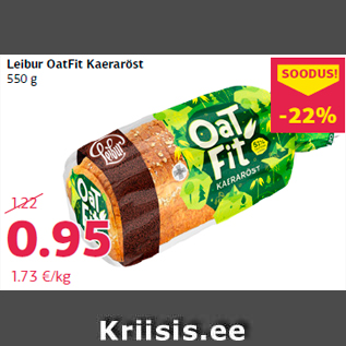 Allahindlus - Leibur OatFit Kaeraröst 550 g