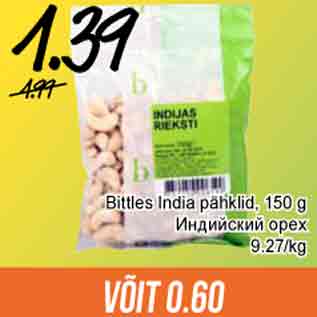 Allahindlus - Bittles India pähklid, 150 g