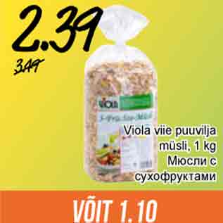 Allahindlus - Viola viie puuvilja müsli, 1 kg