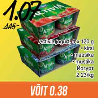 Allahindlus - Activia jogurt, 4 x 120 g • kirsi • maasika • mustika