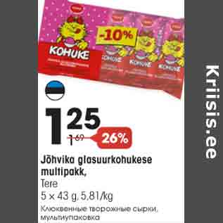 Allahindlus - Jõhvika glasuurkohukese multipakk, Tere 5 × 43 g, 5,81/kg