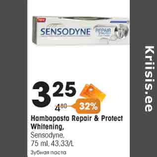 Allahindlus - Hambapasta Repair & Protect Whitening, Sensodyne, 75 ml, 43,33/