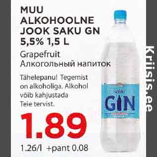 Allahindlus - MUU ALKOHOOLNE JOOK SAKU GN 5,5%, 1,5 l Grapefruit