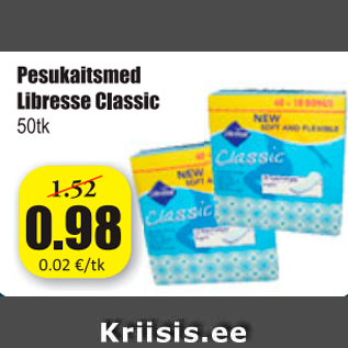 Allahindlus - Pesukaitsmed Libresse Classic 50 tk