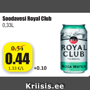 Allahindlus - Soodavesi Royal Club 0,33 L