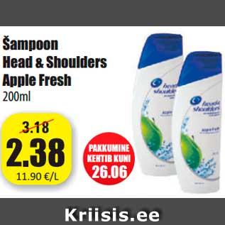 Allahindlus - Šampoon Head & Shoulders Apple Fresh