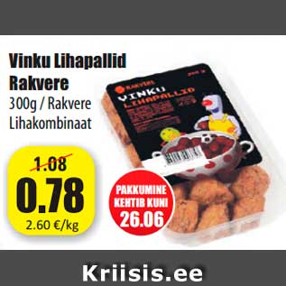 Allahindlus - Vinku Lihapallid Rakvere