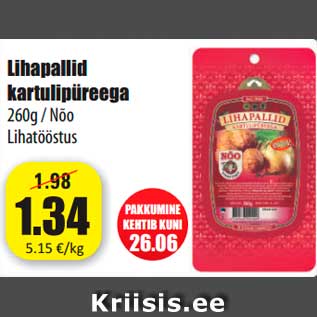 Allahindlus - Lihapallid kartulipüreega