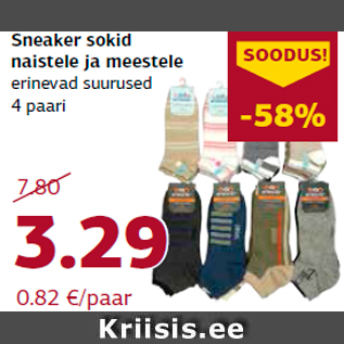 Allahindlus - Sneaker sokid naistele ja meestele