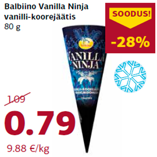 Allahindlus - Balbiino Vanilla Ninja vanilli-koorejäätis 80 g