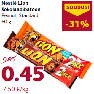 Allahindlus - Nestlé Lion šokolaadibatoon