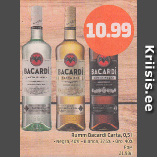 Allahindlus - Rumm Bacardi carta,0,5 l