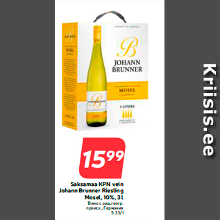 Allahindlus - ann Brunner Riesling Mosel, 10%, 3 l