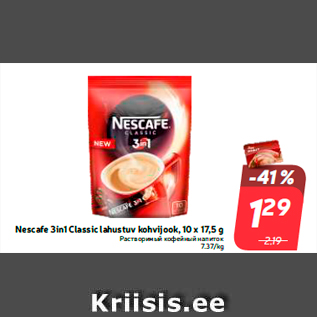 Allahindlus - Nescafe 3in1 Classic lahustuv kohvijook, 10 x 17,5 g