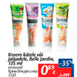 Allahindlus - Kreem kätele või jalgadele, Belle Jardin, 125 ml