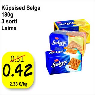 Allahindlus - Küpsised Selga 180g 3 sorti Laima