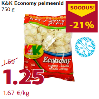 Allahindlus - K&K Economy pelmeenid 750 g