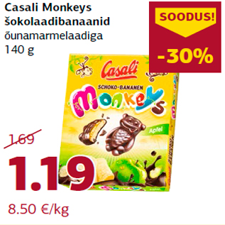 Allahindlus - Casali Monkeys šokolaadibanaanid