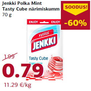 Allahindlus - Jenkki Polka Mint Tasty Cube närimiskumm 70 g