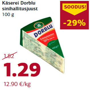 Allahindlus - Käserei Dorblu sinihallitusjuust 100 g