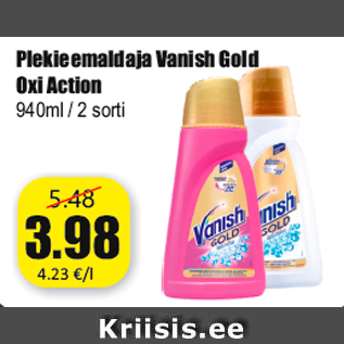 Allahindlus - Plekieemaldaja Vanish Gold Oxi Action