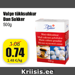 Allahindlus - Valge tükksuhkur Dan Sukker 500g