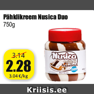 Allahindlus - Pähklikreem Nusica Duo 750g