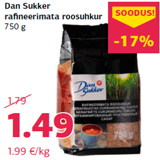 Allahindlus - Dan Sukker rafineerimata roosuhkur 750 g