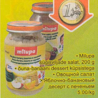 Allahindlus - .Milupa sügisviljade salat, 200g .õuna-banaani dessert küpsistega