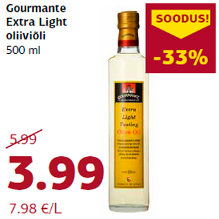 Allahindlus - Gourmante Extra Light oliiviõli 500 ml