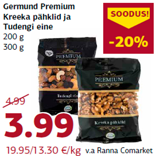 Allahindlus - Germund Premium Kreeka pähklid ja Tudengi eine 200 g 300 g