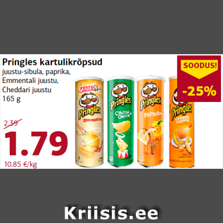 Allahindlus - Pringles kartulikrõpsud