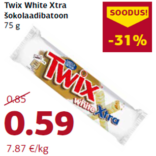 Allahindlus - Twix White Xtra šokolaadibatoon 75 g