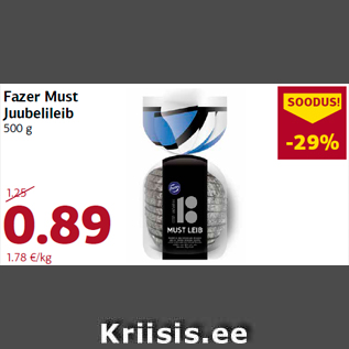 Allahindlus - Fazer Must Juubelileib 500 g