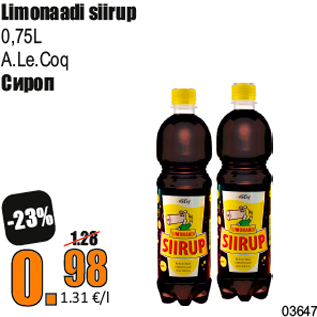 Allahindlus - Limonaadi siirup