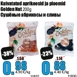 Allahindlus - Kuivatatud aprikoosid ja ploomid Golden Nut 200g