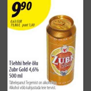 Allahindlus - Tšehhi hele õlu Zubr Gold